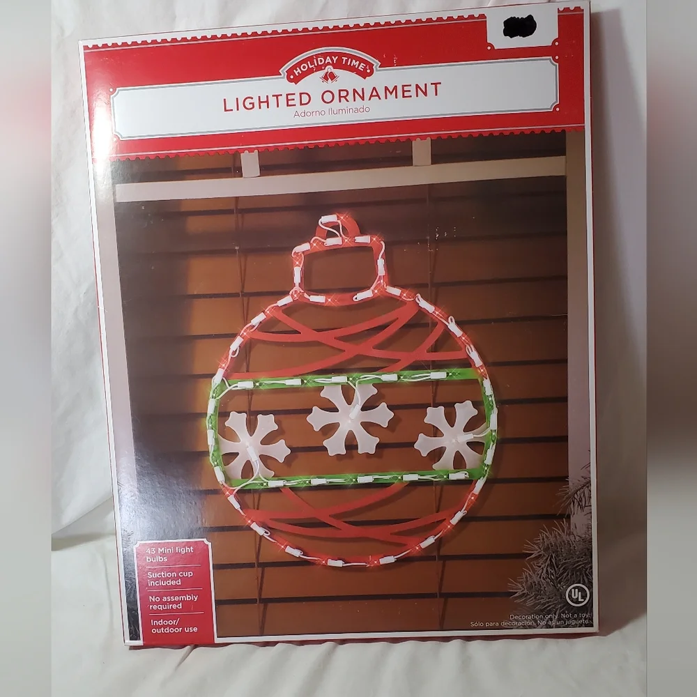 Holiday Time Lighted Ornament Hanging Decoration 43 Mini Light Bulbs